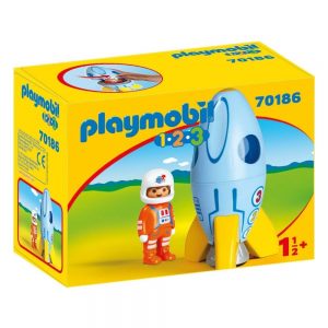 playmobil 123 astronaut with rocket multi coloured 70186