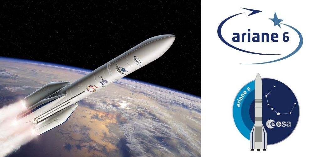 Ariane 6 CGI and logos - Credits: ESA - D. Ducros